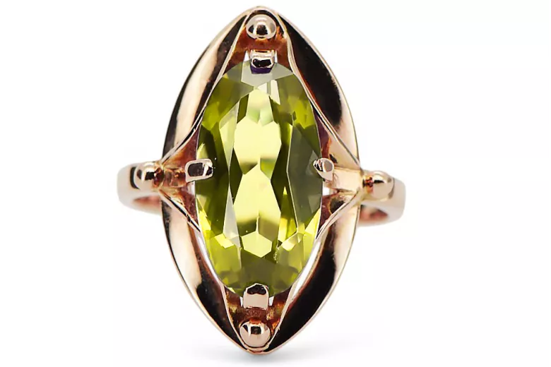 Ring Yellow Peridot Original Vintage 14K Rose Gold Vintage craft vrc047r